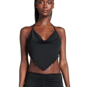 NWT Black I.AM.GIA Circe Cowl Neck Halter Top